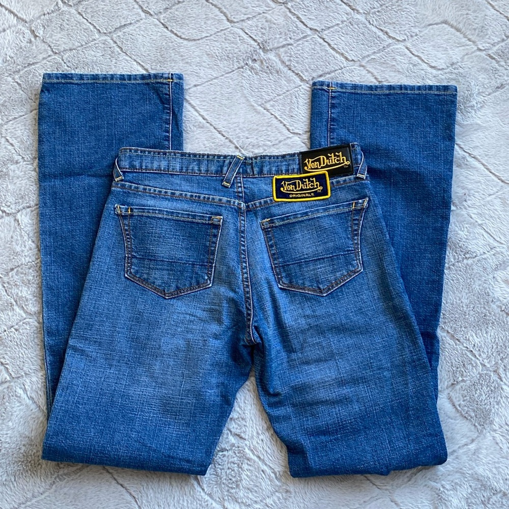 Y2K Von Dutch Flare Boot Cut Low Rise Jeans